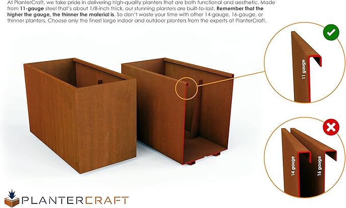 Corten Steel Planter Box – 24-Inch Rectangular Metal Planter for Herbs & Patios | Heavy Duty, Modern Rustic Design | Made in USA, Fully Assembled