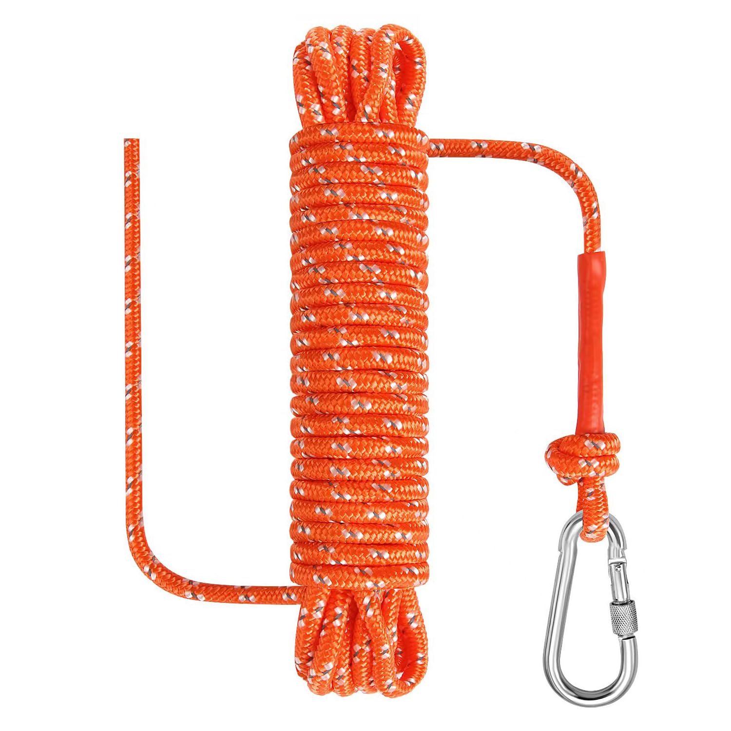 Dokumaru 8mm x 10m Outdoor Rope with Hook Orange Marine Camping Hiking
