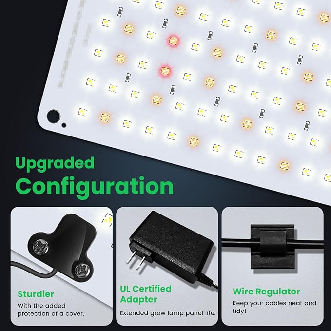 Garpsen Grow Light, 6000K Full Spectrum Plant Lights for Indoor Growing with Auto Timer 6/12/16H, 5 Dimmable Levels & 3 Color Modes, 552 LEDs Grow Lamp Panel for Seed Starting, Veg and Bloom(4Panels)