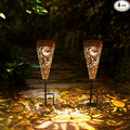 DIBIEECN 4 Pack Sun and Moon Solar Garden Pathway Lights Outdoor,Metal Garden Decorations Outdoor Lights with Patterns and Warm Light,Waterproof Landscape Lighting for Path Patio Backyard Yard