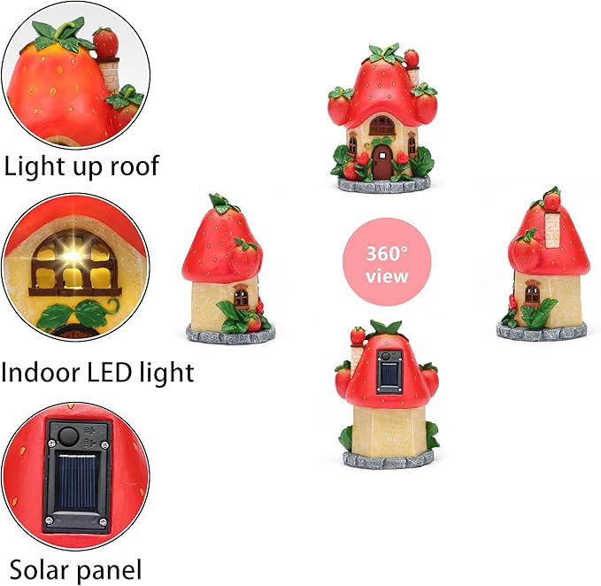 Fairy Houses for Outside-Fairy Garden Accessories Outdoor Decor - with Solar Light for Patio Balcony Yard,Lawn Ornament Perfect Garden Gift