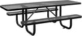 Global Industrial 8'L Rectangular Picnic Table, ADA Compliant, Expanded Metal, Black Thermoplastic Coating, Attached Benches, 1-1/2” Umbrella Pole Hole, Outdoor-Rated