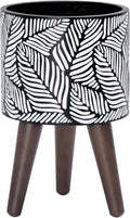D'vine Dev 8 Inch Planter Pot with Stand, Mid-Century Tall Plant Pot with Legs for Indoor Plants, Small, White/Grey, 88-L-A-7