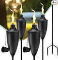 4 Pack Garden Torches for Outside， 22 oz Metal Citronella Torch with 3-Prong Grounded Stake, Perfect for Patio, Lawn, and Backyard Décor