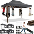 COBIZI 10x15 Pop Up Canopy Tent Heavy Duty with Sidewall, Commercial Outdoor Easy Pop Up Gazebo for Party Wedding All Weather Waterproof UV 50+ with Roller Bag(Leg Upgraded),Gray