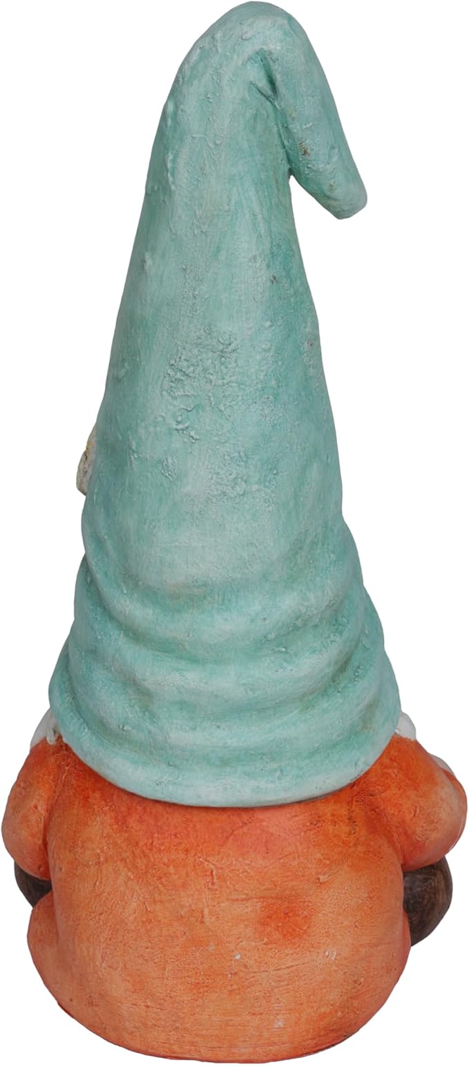 Alpine Corporation MCC844 Indoor/Outdoor Gnome Reading a Book Garden Statue, Charming Gnome Statue with Hat, 20" H, Turquoise