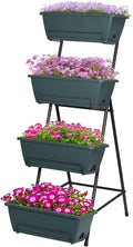 Tuenort Vertical Raised Garden Bed 4 Tiers Planter Box Freestanding Garden Planter with 4 Container Boxes for Growing Vegetables Herbs Flowers on Patio Balcony Green