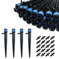 BEADNOVA Drip Irrigation Spray Emitters 50pcs Drip Emitters for 1/4 Inch with Straight Coupling Full Circle Micro Sprinkler Adjustable Irrigation Drippers for Drip Irrigation Parts Garden Patio Lawn