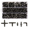 320 Pcs Drip Irrigation Fittings Kits for 1/4" Tubing, Drip Irrigation Barbed Connectors, Drip Line Connectors for Drip Systems(4-Way Coupling, Tee, Elbow, End Plug, Coupling)