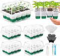 Reusable Seed Starter Tray, 4 Pack Silicone Seed Starter Kit for Starting Plant Seeds with Humidity Adjustable Dome and Lid, Indoor Seed Starting Supplies with Water Spray Bottle for Plants, BPA-Free