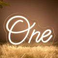 One Neon Sign for First Birthday, LED Neon Lights One Table Number Neon Light Lamp for Home Birthday Party Decor Photo Prop Christmas Gift