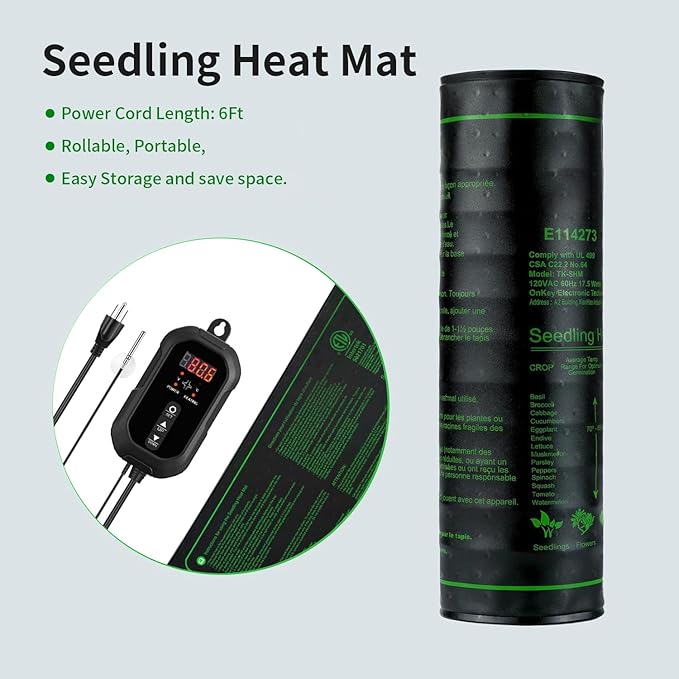 48"x20" Seedling Heat Mat with Digital Thermostat Combo Set,ETL Certified and Durable Waterproof Warm Hydroponic Heat Mat for Germination,Indoor Gardening,Brewing and Greenhouses