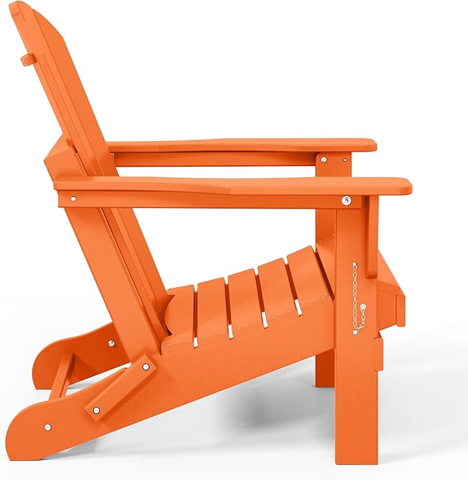 Westin Outdoors Laguna WO Home Outdoor Adirondack Folding Chair Lounger Seat Traditional Retro Home Furniture for Beach, Balcony, Backyard, Lawn, Patio, Pool, Deck, Garden (Orange)