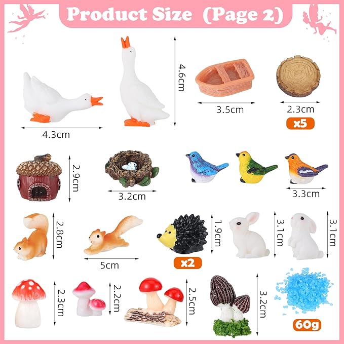 93 Pcs Fairy Garden House Resin Accessories Fairy Elves Kit Miniature Fairy Figurines Ornaments Fairy Animals Decor Outdoor for DIY Dollhouse