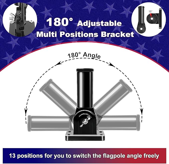 ZMTECH 2 Pack 5FT Flag Pole Kit with Solar Light and Proud American Flag, Adjustable Bracket and Upgraded Tangle-Free Ring 1" Stainless Steel Flagpole for Day and Night, Residential, Commercial, Black