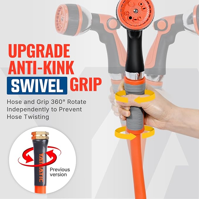 YAMATIC Heavy Duty Garden Hose 5/8 in x 20 ft with Swivel Fitting, Super Flexible Water Hose, All-weather, Lightweight, Burst 600 PSI