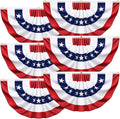 6 Pack USA Pleated Bunting Fan Flags, 1.5 x 3 Ft Patriotic Half Fan Banner American Flag Decoration Bunting for Outside Red White and Blue Decor Independence Day Memorial Day 4th of july Decorations