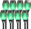 8-Pack Green Solar Flickering Flame Torches – Waterproof Solar Garden Lights, Outdoor Solar Lights for Yards, and Flame Torches for Patio and Pathway Decorations
