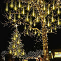 Christmas Lights Outdoor, Meteor Shower Lights Falling Star Lights 16 inch 8 Tubes 256 LED Icicle Snow Falling Lights Raindrop Lights for Xmas Tree Holiday Party Decoration, UL Plug, Warm White