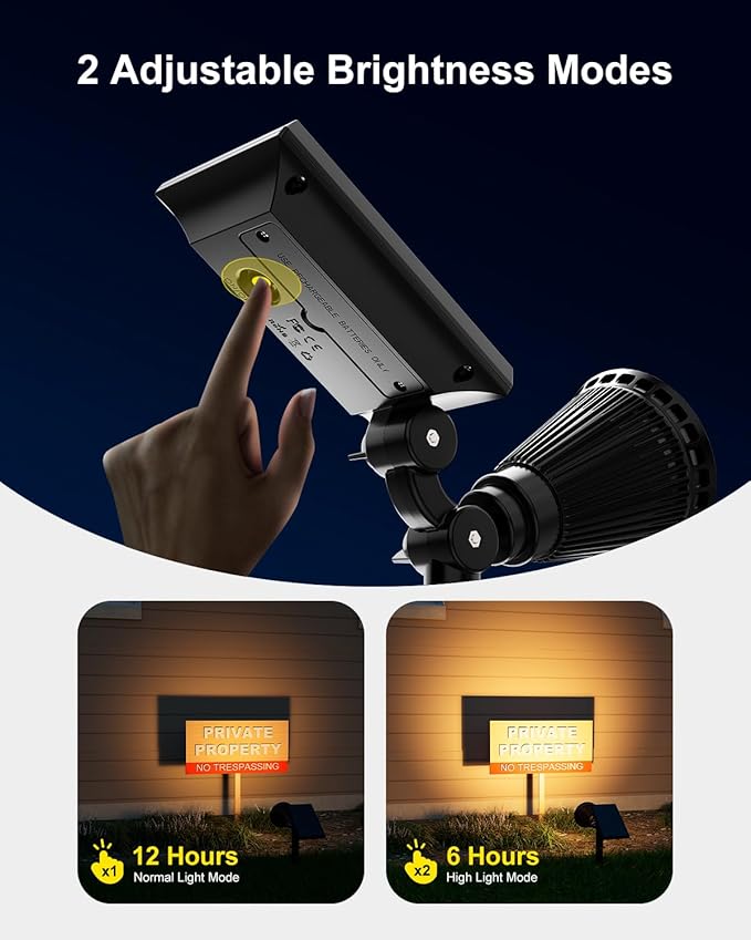 Solar Spot Lights Outdoor Waterproof for Flag, Tree, Plant, Sign, Statue, Mailbox, Bright LED Outside Landscape Flood Spotlights for Ambient Uplighting Yard, Garden, House, Backyard, Patio, Pathway