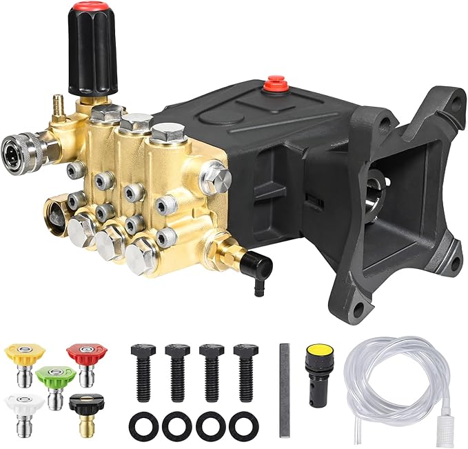 YAMATIC Horizontal Triplex Plunger Pressure Washer Pump 1" Shaft 4000 PSI 3.8 GPM, Replacement for Simpson AAA 90034, 90039,90038, Honda GX340, GX390, GX270 for Industrial Gas Powered Washers