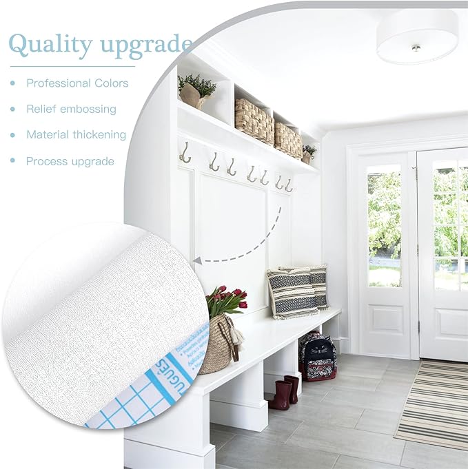 Dimoon 590''x17.7'' White Peel and Stick Wallpaper Contact Paper Self Adhesive Wall Paper