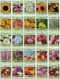 25 Flower Seed Packets Including 10+ Varieties - May Include: Forget Me Nots, Pinks, Marigolds, Zinnia, Wildflower, Poppy, Snapdragon and More - Made in The USA