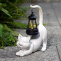 Solar Cat Garden Statue 10 Inch Porch Patio Decor for Outside Yard Decoration Outdoor Unique Housewarming Gardening Birthday Gifts for Cat Lovers Women Grandma