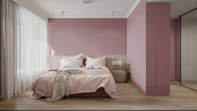 Dimoon 110''x17.7'' Pink Peel and Stick Wallpaper Contact Paper Modern Self Adhesive Wall Paper Removable Renter Friendly Textured Solid Color Shelf Cabinet Vinyl Roll (110''x17.7'',Grey Pink)