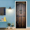 PVC 3D Door Sticker Mural - Wooden Door, Waterproof, Removable, for Living Room Decoration - 31.5 x 78.7 inch