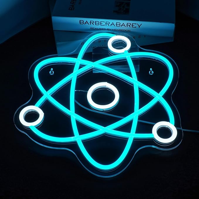 Molecule Neon Sign Blue White Led Neon Lights Neon Bar Signs for Wall Decor USB Light Up Sign Neon Molecular Structure Signs for Boys Room Party Kids Room Birthday