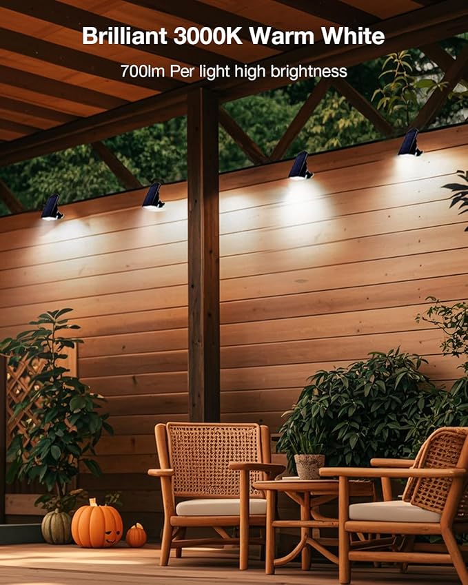 Solar Power Spotlight Outdoor Waterproof Landscape LED Accent Lighting for Yard, Tree, Plants, Walls, Path, Garden, Statues, Adjustable Brightness,Dusk to Dawn Long Lasting 4 Pack Cool White