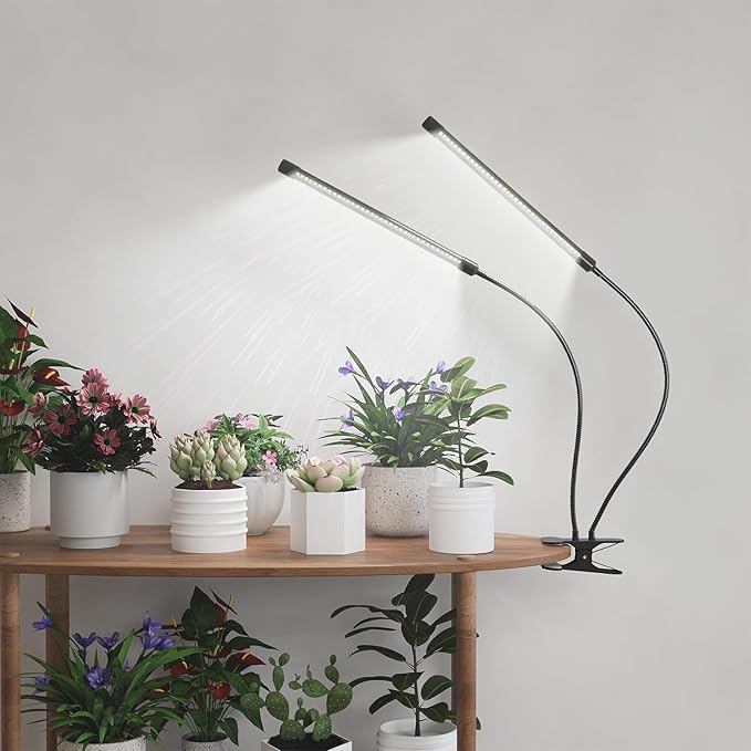 [2024 Newest] Grow Light, 6500K Full Spectrum White Red Blue 84 LED Plant Lamp Clip-on Desk for Indoor Plants Growing, 5 Dimmable Levels & Timer Setting 4/8/12H