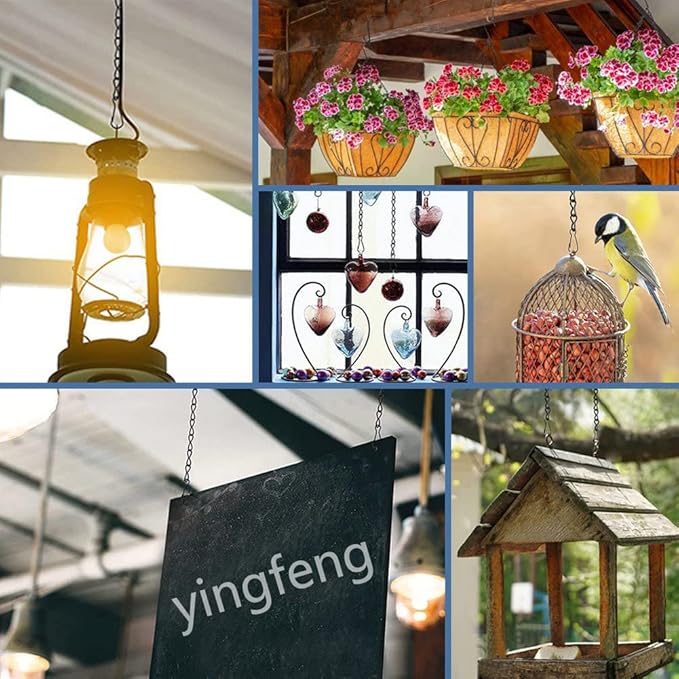 10 Pack 9.5 Inch Black Hanging Chains, Garden Plant Hangers for Hanging Bird Feeders, Billboards, Chalkboards, Basket, Planters, Lanterns, Wind Chimes and Decorative Ornaments Etc
