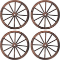 Qunclay 4 Pcs Wooden Wagon Wheel Wall Decor Old Western Wood Boho Wall Art Farmhouse Boho Wagon Wheels Rustic Yard Decor Wood Hanging Decorations for Garden Home Bar Garage (10 Inch)