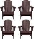 Westin Outdoors Laguna WO Home Furniture Adirondack Chair 4 PC Set Classic Outdoor Patio Folding Chair for Bon Fire Pit Lawn Backyard Beach Plastic Weather-Resistant (Dark Brown)