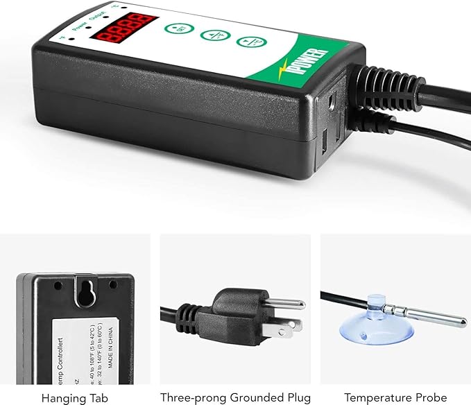 iPower 2-Pack 40-108 Degrees Fahrenheit Digital Heat Mat Thermostat Controller and 20" x 20" Hydroponic Seeding Warm Pad Plant Starting Kit Combo