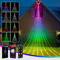 Christmas Decoration Smart Outdoor Star String Lights, 11.8Ft Christmas Tree Toppers Lights App Programmable, 344 LED 48 Modes Waterfall Lights with 12" Lighted Star for Xmas New Year Holiday Decor
