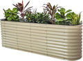 Vego Garden 32" Extra Tall Oval Metal Raised Garden Bed Kit - 9 in 1 Modular Planter Box for Vegetables, Flowers, Fruits - Pearl White