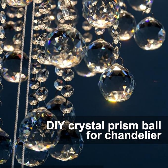 MerryNine 20mm Clear Crystal Ball Prism with 20 Pcs Metal Rings Sun Shine Catcher Rainbow Pendants Maker, Hanging Crystals Prisms for Windows, for Feng Shui, for Gift (0.8"/20mm 20Pack)