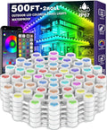 500FT Permanent Outdoor RGB Lights,IP67 Waterproof Smart LED Eaves Lights with App/Remote Control,for Christmas and All Holiday Decor,Daily and Accent Lighting,House Roof and Garden Lighting