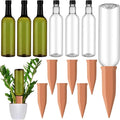 6 Sets Plant Watering Devices Include Terracotta Self Watering Spikes and 26 oz Plastic Bottles, Slow Release Vacation Insert Automatic Plant Waterer Device (Clear Green and Terracotta)