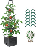 Raised Garden Bed Planter Box with Trellis, 58”Tomato Planter with Trellis for Climbing Plants Vegetables Vine Flowers, Self-Watering Tomato Cage for Garden Patio Outdoor & Indoor