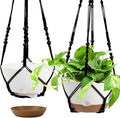 Hanging Planter Self Watering 10 Inch, 2 Pack Indoor Outdoor Hanging Baskets, Hanging Flower Pots with Drainage Hole & 2 Kinds of Plant Hangers for Garden Home Decor(Black Hanger