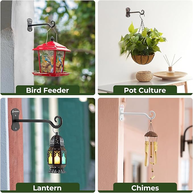 Kingsyard 2 Pack Wall Plant Hanger - Heavy Duty Metal Hanging Bracket Hooks for Hanging Plant Bird Feeders Lanterns Wind Chimes Indoor/Outdoor. Antique Copper