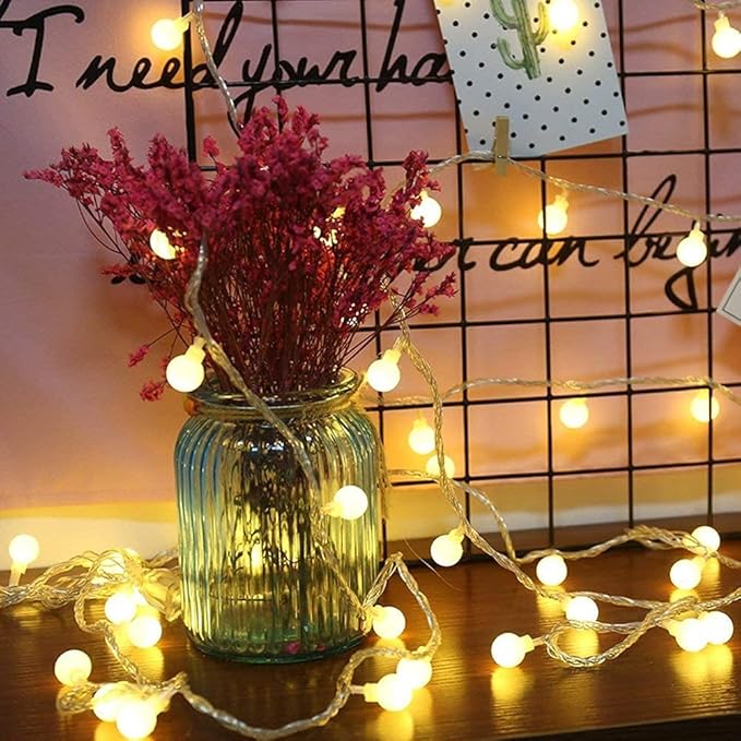 Globe String Lights Plug in 65.6 Feet 150 led,8 Modes Fairy String Lights,Indoor String Lights for Bedroom,Classroom,Outdoor String Lights for Patio,Garden,Party,Wedding-Warm White