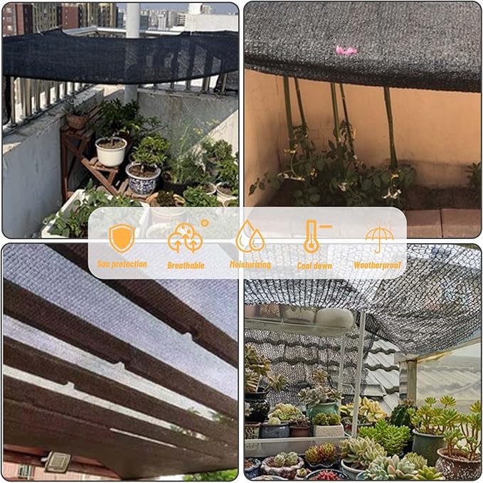 Cool Area 55% 6.5x16.5ft Sunblock Shade Cloth Cover Mesh UV Resistant Net for Garden Flower Plant Greenhouse, Black