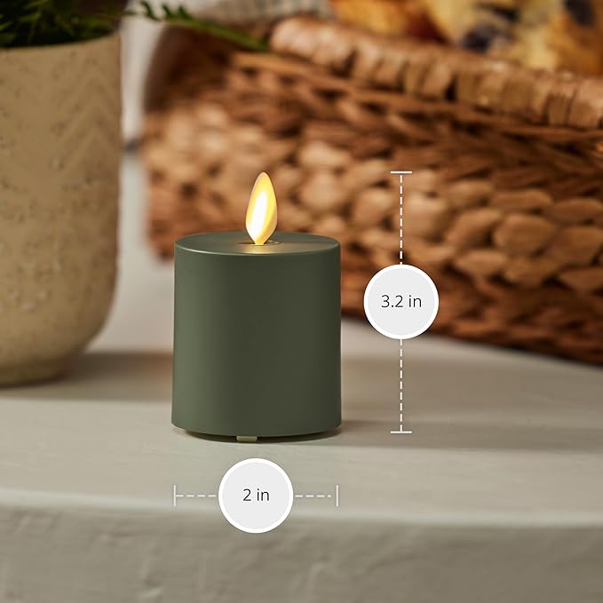 Luminara Outdoor Votive Flameless LED Candle, Baked Clay 2" x 3.2", Moving Flame Battery Operated Timer Remote Ready IPX4 Matte Plastic Finish