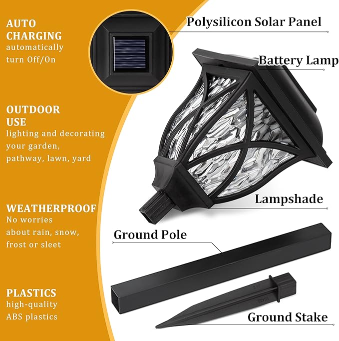 GIGALUMI Solar Lights Outdoor Waterproof, 8 Pack LED Solar Garden Lights, Solar Lights for Outside, Garden Decor for Yard, Patio, Landscape, Planter, Walkway (Warm White)