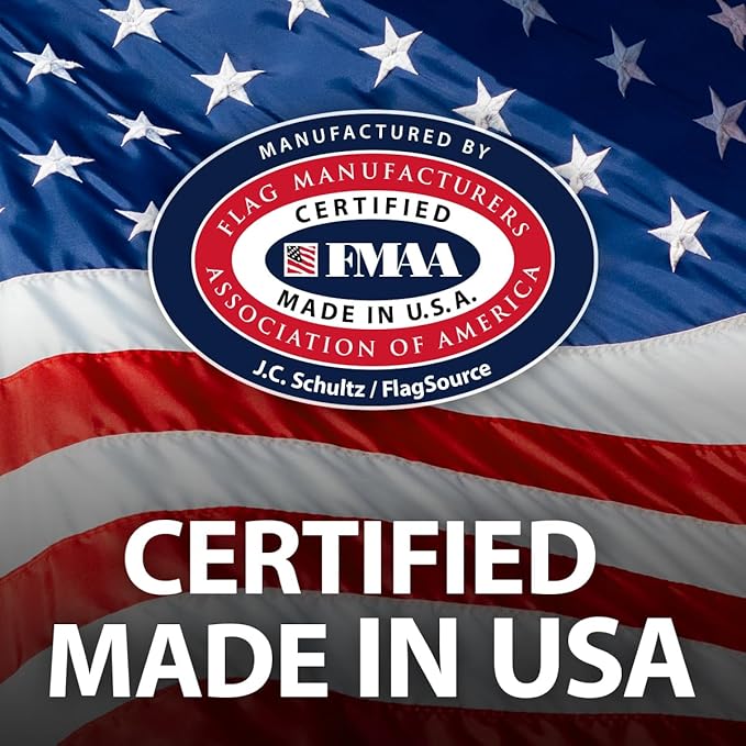FlagSource FMAA Certified PolyExtra Polyester American Flag with Embroidered Stars and Sewn Stripes, Made in the USA, 6x10'